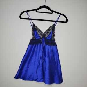 Victoria's Secret Sapphire Babydoll with Black Lace Trim